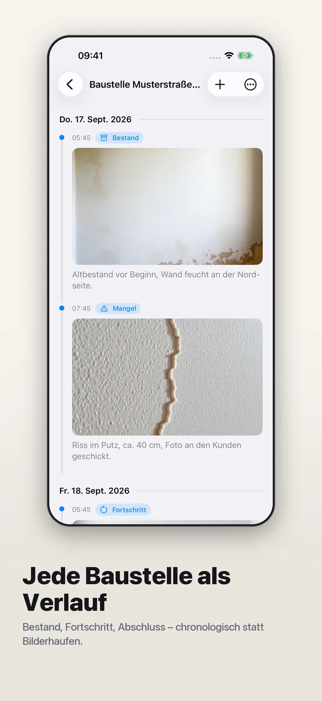 Bildschirm der Dienstmappe