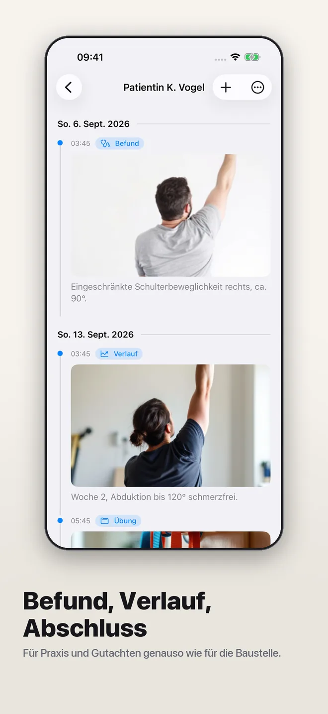 Bildschirm der Dienstmappe